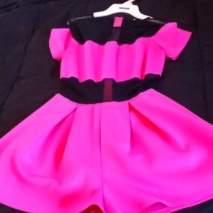 Pink and black romper